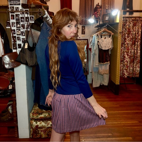 American Vintage Blue and Red Mini Dress - Picture 2 of 10